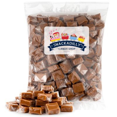 Caramel Squares Candy - 3lbs of Vanilla Flavored Milk Caramels By Snackadilly