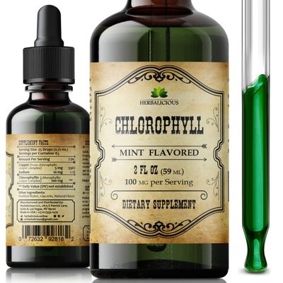 Chlorophyll Liquid Drops - Organic Natural Detox Cleanse Support - Boost Energy, Immunity Metabolism - Vegan, Non-GMO, Mint Flavor, 2 fl oz - Sodium Copper Chlorophyllin Extract - Made in USA