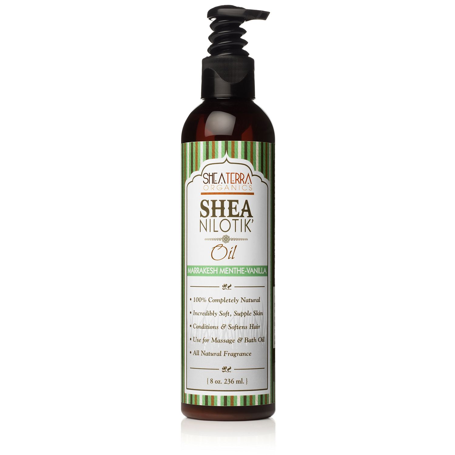 Shea Terra Organics Shea Nilotik Oil - Marrakesh Menthe Vanilla - Natural Daily Body Hair Oil High in Pro Vitamin A, Vitamin E, Anti-Aging Properties to Moisturize, Soften Repair - 8oz