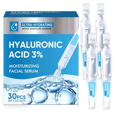 UltraHydrating Serum,3 Hyaluronic Acid Smoother Skin,Pre-makeup SkinCare,Anti-Aging serum for face, Single-Use Vials Skincare