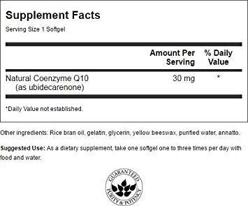 Swanson Coq10 30 Milligrams 30 Milligrams 60 Sgels