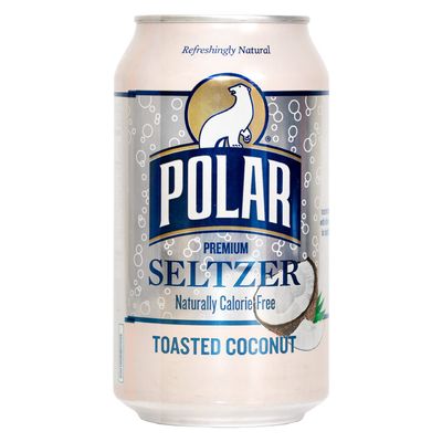 Polar Seltzer Water, Toasted Coconut, 12 fl oz cans, 12 pack