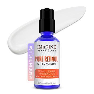 Pure Retinol Creamy Serum LARGE 2oz with Hyaluronic Acid and Vitamin E Pure Retinol Serum For Face - Unmatched G3L Delivery System - Moisturizer Serum Retinol Made in USA - 2 fl oz59.4 ml