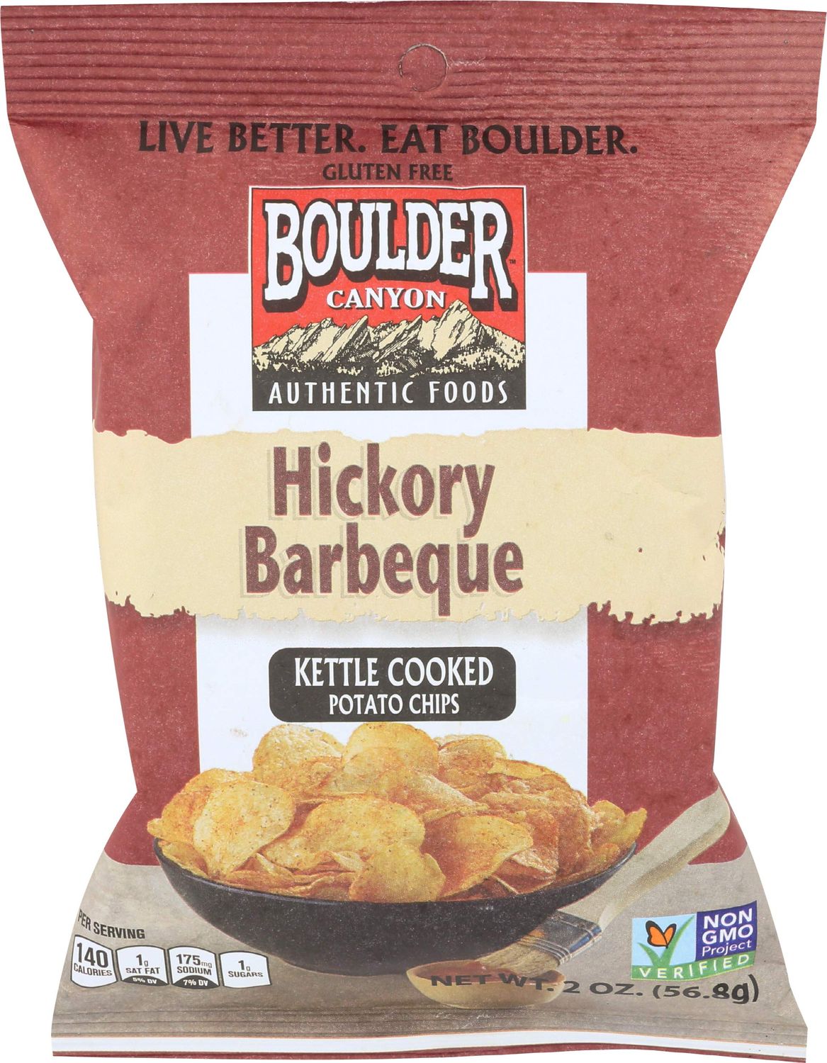 Boulder Canyon Kettle Cooked Potato Chips, Hickory Barbeque, 2 Ounce (Pack of 24)