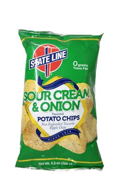 Generic 2 pack of State Line Potato Chips 5.5oz Single bag - New Englanders&#39; Favorite Since 1919 (Sour Cream and Onion)