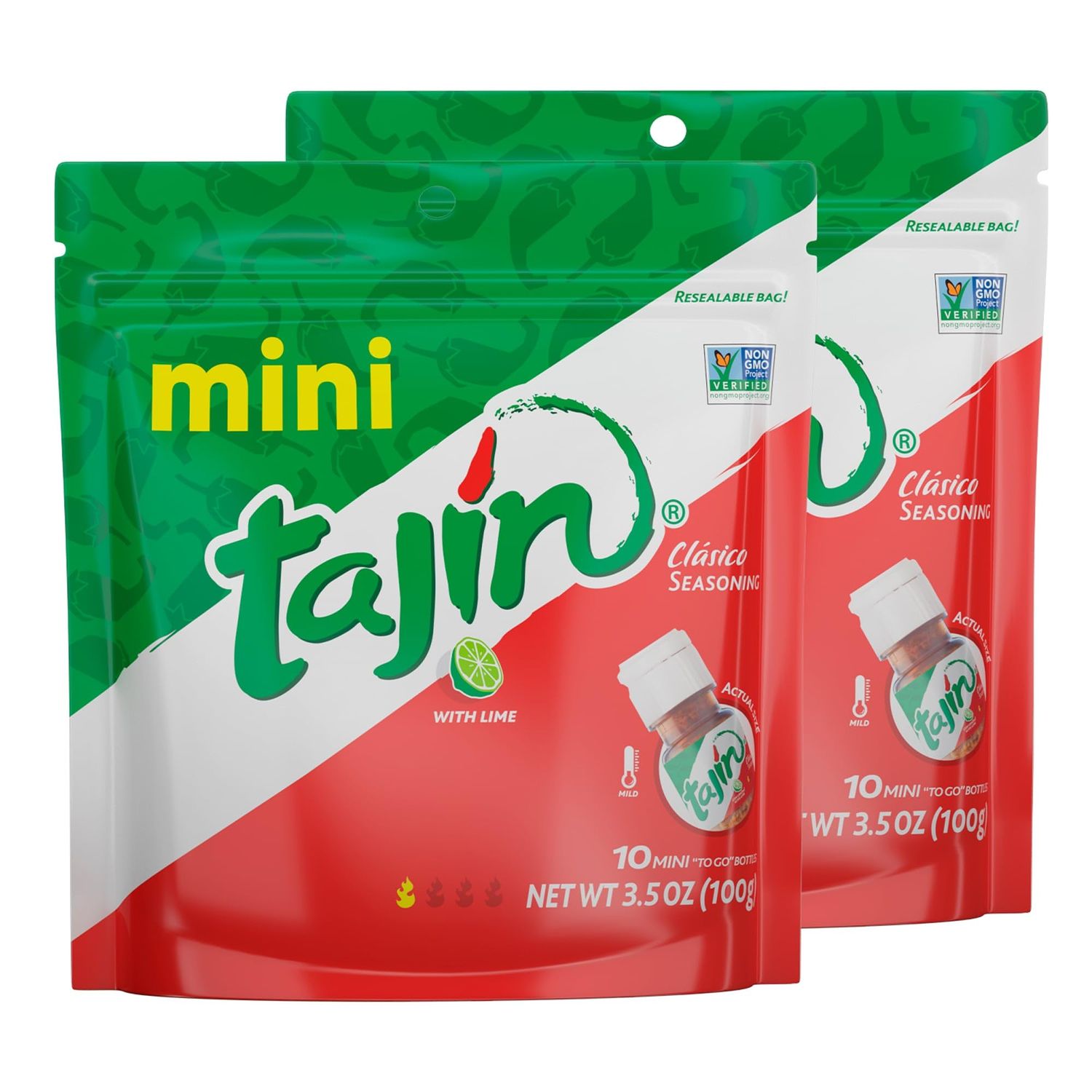 Tajin Cl sico Seasoning Mini Pouch,0.35 Ounce, 10 Mini Bottles (Pack of 2)