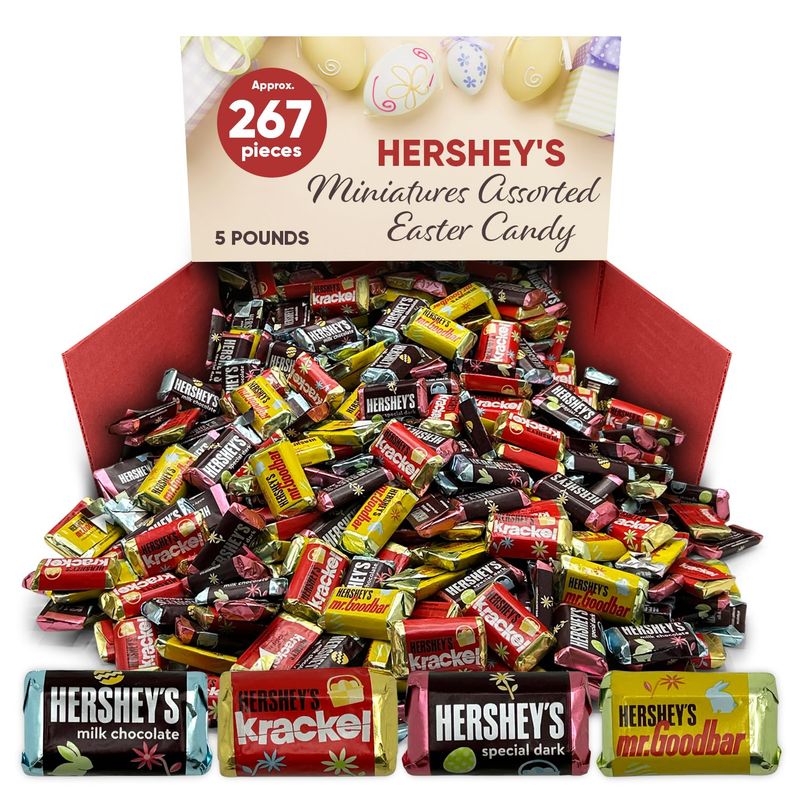 Miniatures Easter Assortment (267 Pieces) - 5 lbs - Milk Chocolate, Krack, Special Dark, Goodbar - Great for Egg Hunts Holiday Treats