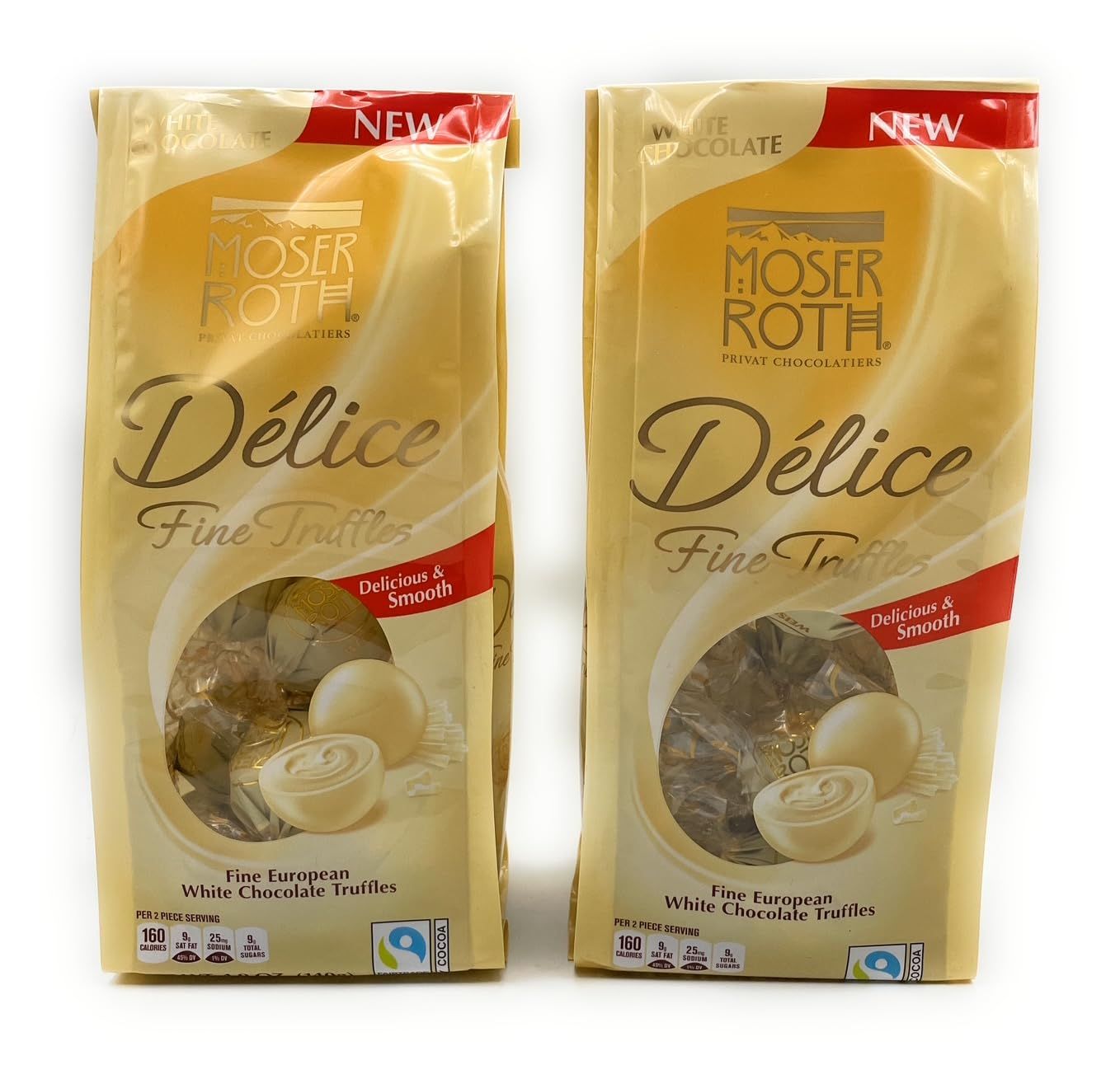 Fine European White Chocolate Truffles Moser Roth Collection 4.9oz140g - Pack of 2