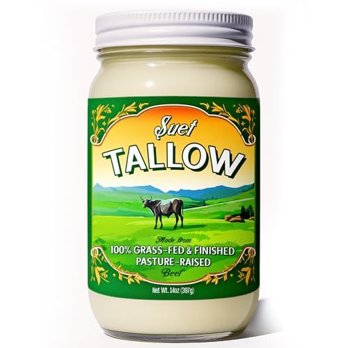 Pure Suet Beef Tallow for Cooking by Traditional Nutrients - Grass Fed, Grass Finished Tallow, Pasture-Raised Clean Lard for Cooking Meat, Veggies, and More, USDA Approved, Keto Paleo Friendly