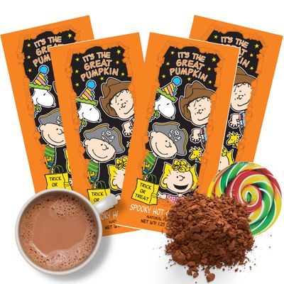 Sweetzo The Great Pumpkin Hot Chocolate Individual Packets, Halloween Powder Cocoa Mix, 4 Count