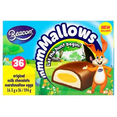 Beacon Marshmallow Eggs - 36 Pack Chocolate-Covered Marshmallow Easter Eggs Fluffy Delicious Easter Treats Perfect for Gifting, Sharing Celebrations