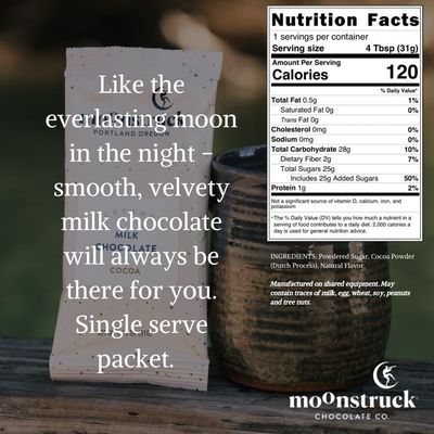 Moonstruck Chocolate Single Serve Creamy Milk Chocolate Hot Chocolate Packets, 8 Count (Pack of 1)