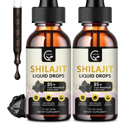 (2-Pack) High Potency Shilajit Pure Himalayan Organic Liquid Supplement, Shilajit Resin Drop for Men Women, Max Potency 85 Clean Trace Minerals Fulvic Acid for Energy, Metabolism Immune Support