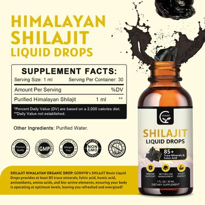 (2-Pack) High Potency Shilajit Pure Himalayan Organic Liquid Supplement, Shilajit Resin Drop for Men Women, Max Potency 85 Clean Trace Minerals Fulvic Acid for Energy, Metabolism Immune Support