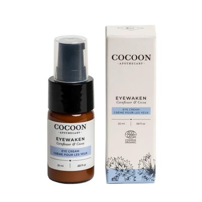 COCOON APOTHECARY Eyewaken Eye Cream 0.68 fl oz Eye Cream For anti-aging, dark circles, puffiness and bags Smooth Fine Lines, Firm Protect, Cornflower,Cocoa,Argan Oil, Grapeseed Oil, Almond Oil