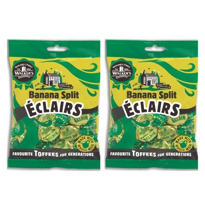 Walkers&#39; Nonsuch Banana Split clairs with Condensed Milk White Chocolate Classic British Chewy Taffy Imported from the UK English Caramel Toffee 5.29 Oz (Pack of 2)