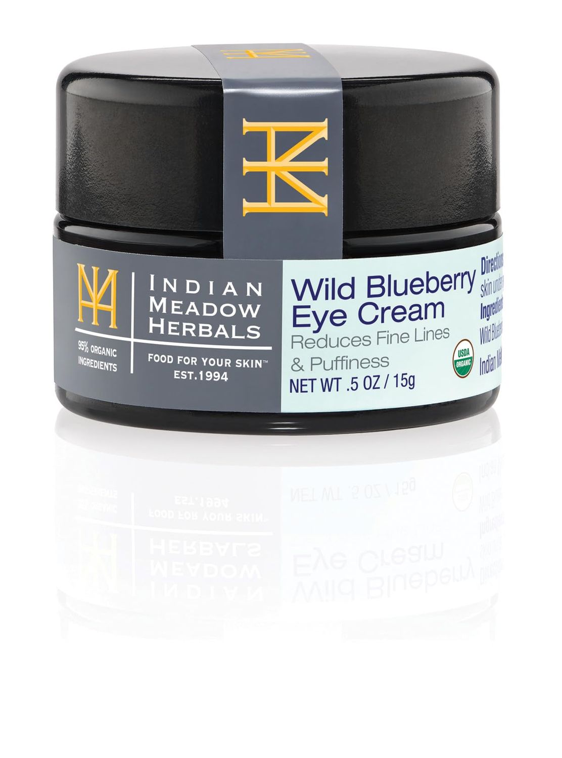 Indian Meadow Herbals Wild Blueberry Eye Cream (.5oz) - Under Eye Cream for Puffy Eyes Fine Lines - Anti-Aging Eye Care wOrganic Herbs, Oils