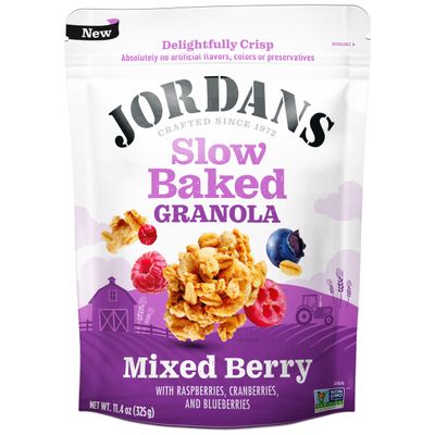 Jordans Cereals Delightfully Crisp Slow-baked Granola No Artificial Flavors, Colors, or Preservatives Healthy Snacks for Adults Kids 11.4 oz (325 Grams, Mixed Berry)