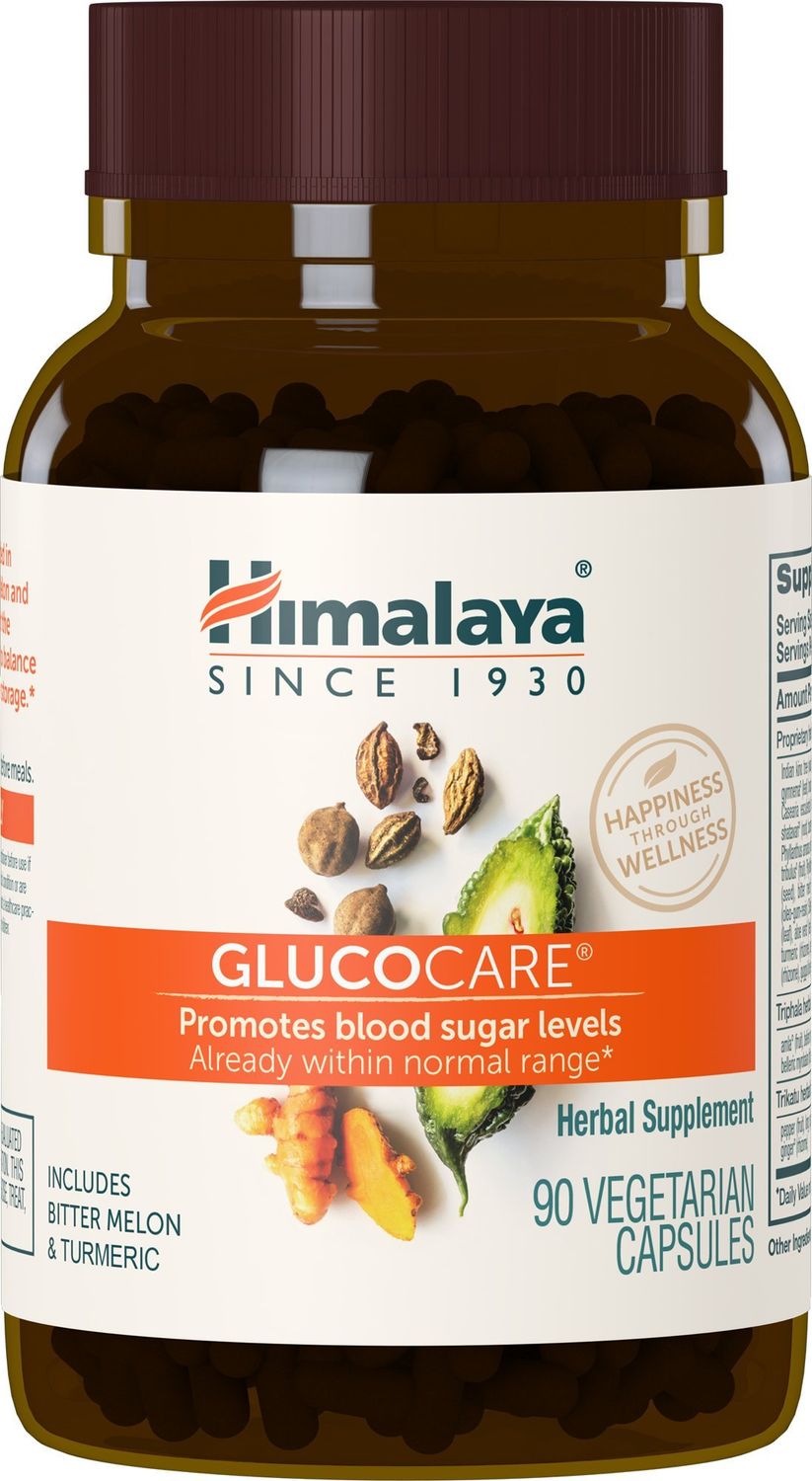 Himalaya GlucoCare Herbal Supplement, Metabolism Support, Pancreatic Support, Triphala, Bitter Melon, Turmeric, Gluten Free, Vegan, 90 Capsules, 45 Day Supply