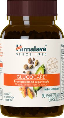 Himalaya GlucoCare Herbal Supplement, Metabolism Support, Pancreatic Support, Triphala, Bitter Melon, Turmeric, Gluten Free, Vegan, 90 Capsules, 45 Day Supply