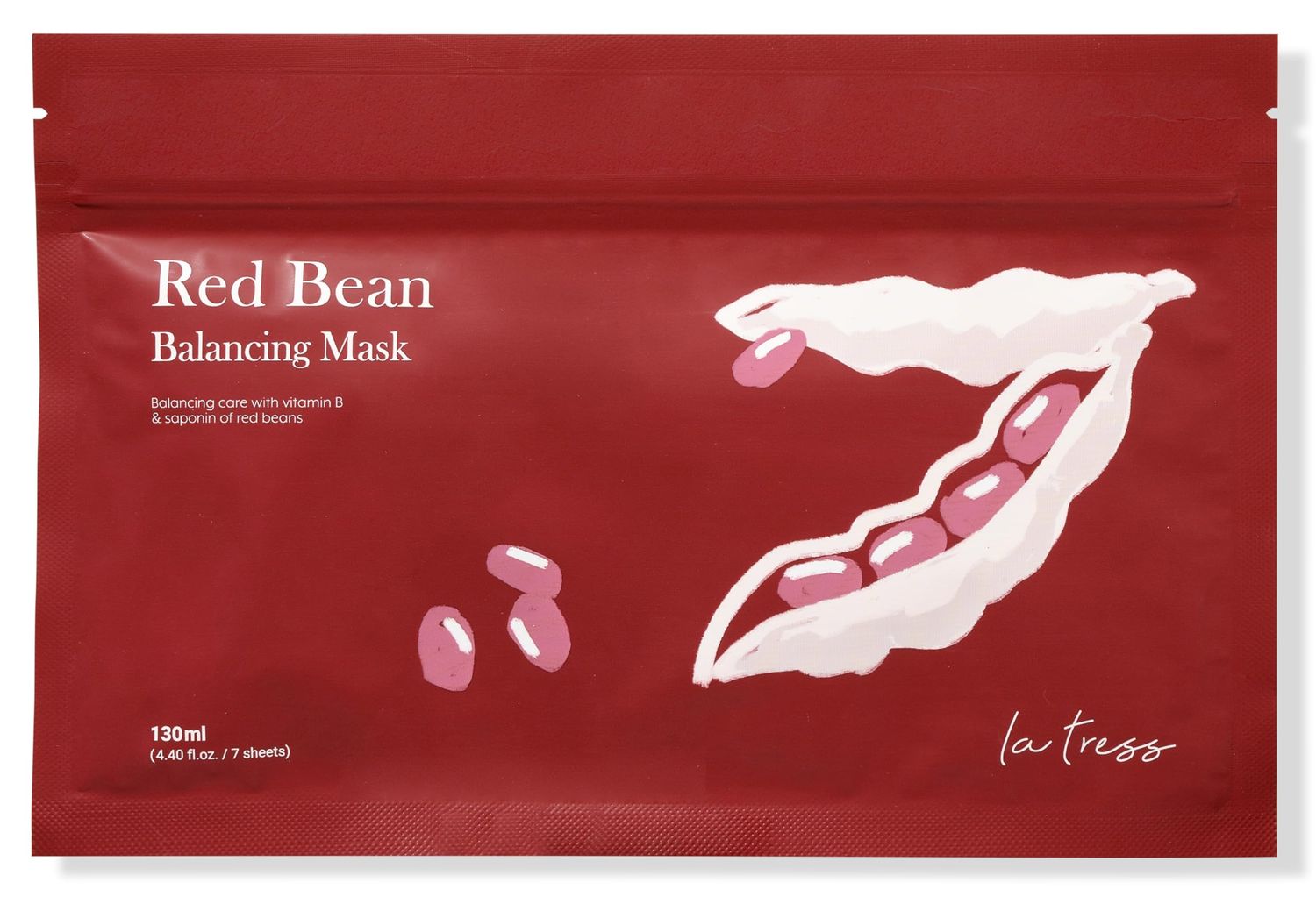 LA TRESS Red Bean Soothing Korean Face Mask, Korean Beauty Skin Care (7 Sheets)
