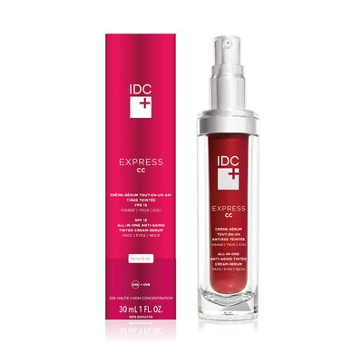 IDC Dermo Express Tinted CC SPF 15 with REGEN(16) Anti-Aging Technology Daily Moisturizing Cream for Face, Eyes, Neck Hydrates Nourishes Skin, Reduces Wrinkles, Improves Firmness 1.0 fl oz