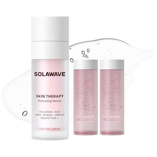 Microcurrent and Red Light Therapy Actvating Serum For Skincare Wands 3-Pack with 2 Refills Enhance Facial Skincare Wand Results by Solawave