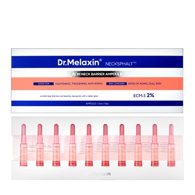 Dr.Melaxin Necksphalt Neck ECM Barrier Ampoule for Anti-Aging Neck Skin, Tightening and Wrinkles for an Even Skin Tone and Neck Lift, 1.5ml10ea