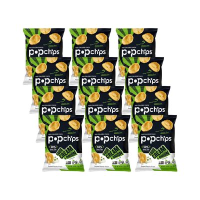 Popchips Potato Chips, Sour Cream Onion, 24 ct Single Serve 0.8oz Bags, Low-Calorie and Gluten Free, Salty Snacks for Adults and Children, Kosher Snack