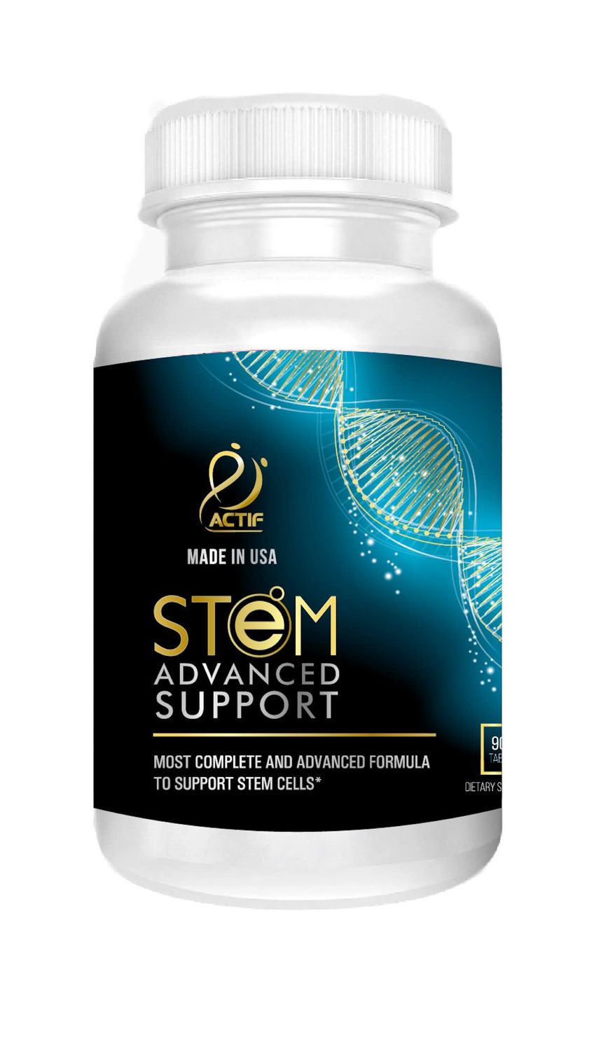 ACTIF STEM Cell Support - Maximum Strength with 10 Stem Cell Factors, Non GMO, 2 Month Supply, Made in USA