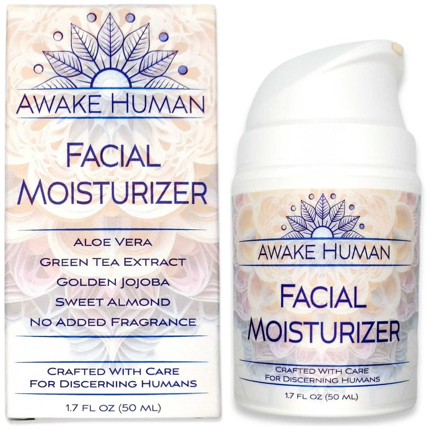 Natural Face Moisturizer for Dry Sensitive Skin - Organic Natural Face Cream - Facial Aloe Green Tea Moisturizer Cruelty Free - Vegan Face Moisturizer for Women, Acne-Safe, Anti-Aging, No Fragrance