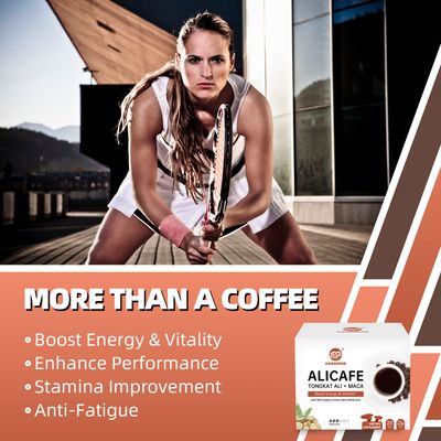GANOHERB Maca Energy Coffee for Men, Women Herbal Coffee with Tongkat Ali, Maca Root, Reishi Mushroom Extract for Energy Focus - 1 box (25 Packets)