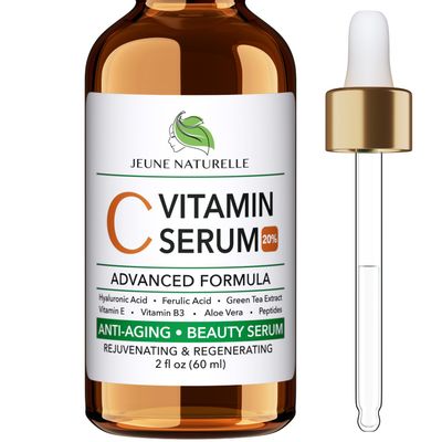 20 Vitamin C Serum With Hyaluronic and Ferulic Acids, Vitamin E - All Natural Serum - Vitamin B3 (Niacinamide), Peptides, Green Tea Extract, Aloe Vera - Anti Aging Facial Serum