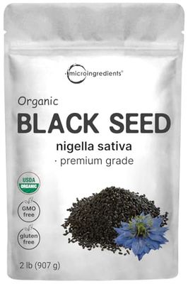 Organic Black Cumin Seed (Nigella Sativa), 2lbs Premium Grade Whole Black Seed from Egypt Great for Baking, Seasoning, and Cooking Additive Free, Non-GMO, Bulk Supply