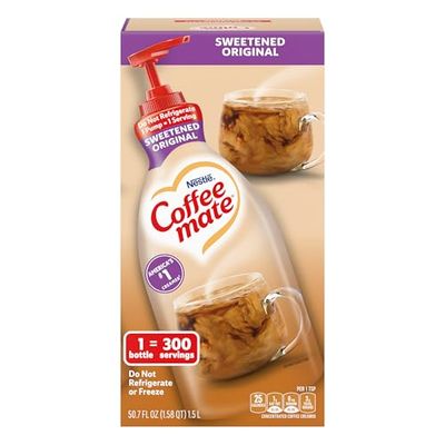 Nestle Coffee mate Coffee Creamer, Sweetened Original, Concentrated Liquid Pump Bottle, Non Dairy, No Refrigeration, 50.7 oz
