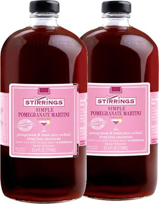 Stirrings Simple Pomegranate Martini Non-Alcoholic Cocktail Mix, TWO 25.4 fl. oz. (750ml) Bottles