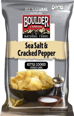 Boulder Canyon Kettle Cooked Potato Chips, Sea Salt Cracked Pepper, 5 Ounce (Pack of 12)