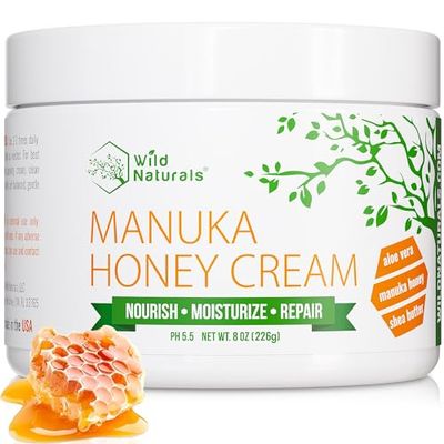 Wild Naturals Manuka Honey Moisturizer for Dry, Sensitive Skin - Eczema Relief Face Cream - Soothing Cream for Redness Irritation - Face, Hand Body Moisturizer for Women Men