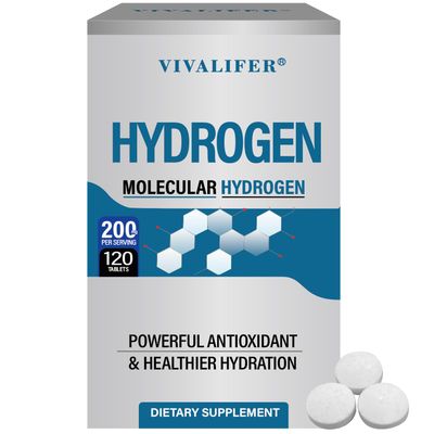 Hydrogen Water Tablets with Magnesium - 120 Tablets Fast-Dissolving H2 Molecular Hydrogen Supplements for Brain Health, Cognitive Function, Energy Metabolism Support - Vegan, Non-GMO, Gluten-Free