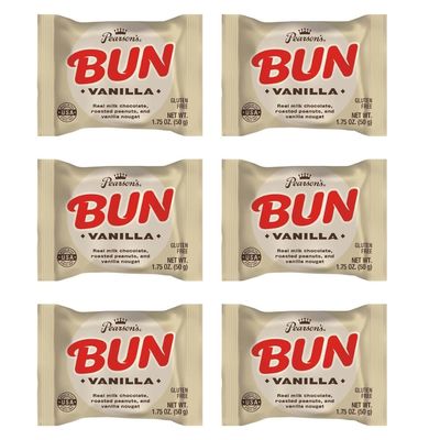 Pearsuns Vanilla Bun Bars, Vanilla Bun 6 Pack Individually Wrapped Real Milk Chocolate