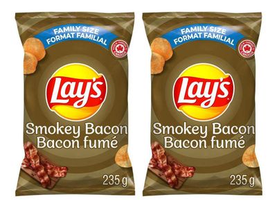 Lays Smokey Bacon Potato Chips, 235g 8.3oz, 2-Pack Imported from Canada