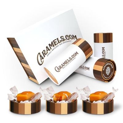 Caramels.com Candy Gift Box Individually Wrapped Raspberry Sorbet, Passion Fruit and Harvest Apple Candies Great Gift Idea for Holidays and Birthdays Pack of 3