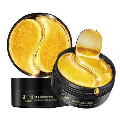 Under Eye Collagen Patch, 24K Gold Anti-Aging Mask, Pads for Puffy Eyes Bags, Dark Circles and Wrinkles, with Hyaluronic Acid, Hydrogel, Deep Moisturizing Improves elasticity, 30 Pairs