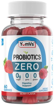 YUM-V'S - Zero Sugar Probiotic Gummies for Digestive Health - Sugar Free Probiotics for Women, Men Kids - Gut Health Probiotic Gummies for Adults Kids - Digestive Support Gummy Supplements - 60ct