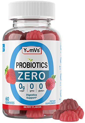 YUM-V&#39;S - Zero Sugar Probiotic Gummies for Digestive Health - Sugar Free Probiotics for Women, Men Kids - Gut Health Probiotic Gummies for Adults Kids - Digestive Support Gummy Supplements - 60ct