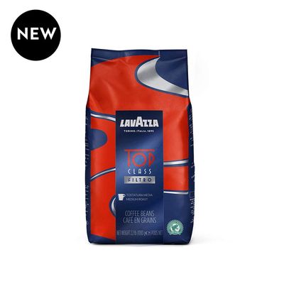 Lavazza Top Class Filtro Whole Bean Coffee Medium Roast 2.2LB Bag, 100 Natural Arabica, Milk chocolate and roasted hazelnut aromatic notes