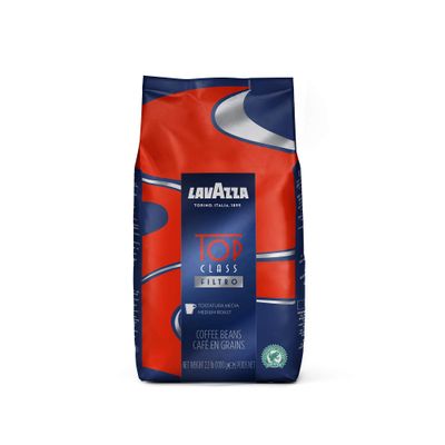 Lavazza Top Class Filtro Whole Bean Coffee Medium Roast 2.2LB Bag, 100 Natural Arabica, Milk chocolate and roasted hazelnut aromatic notes