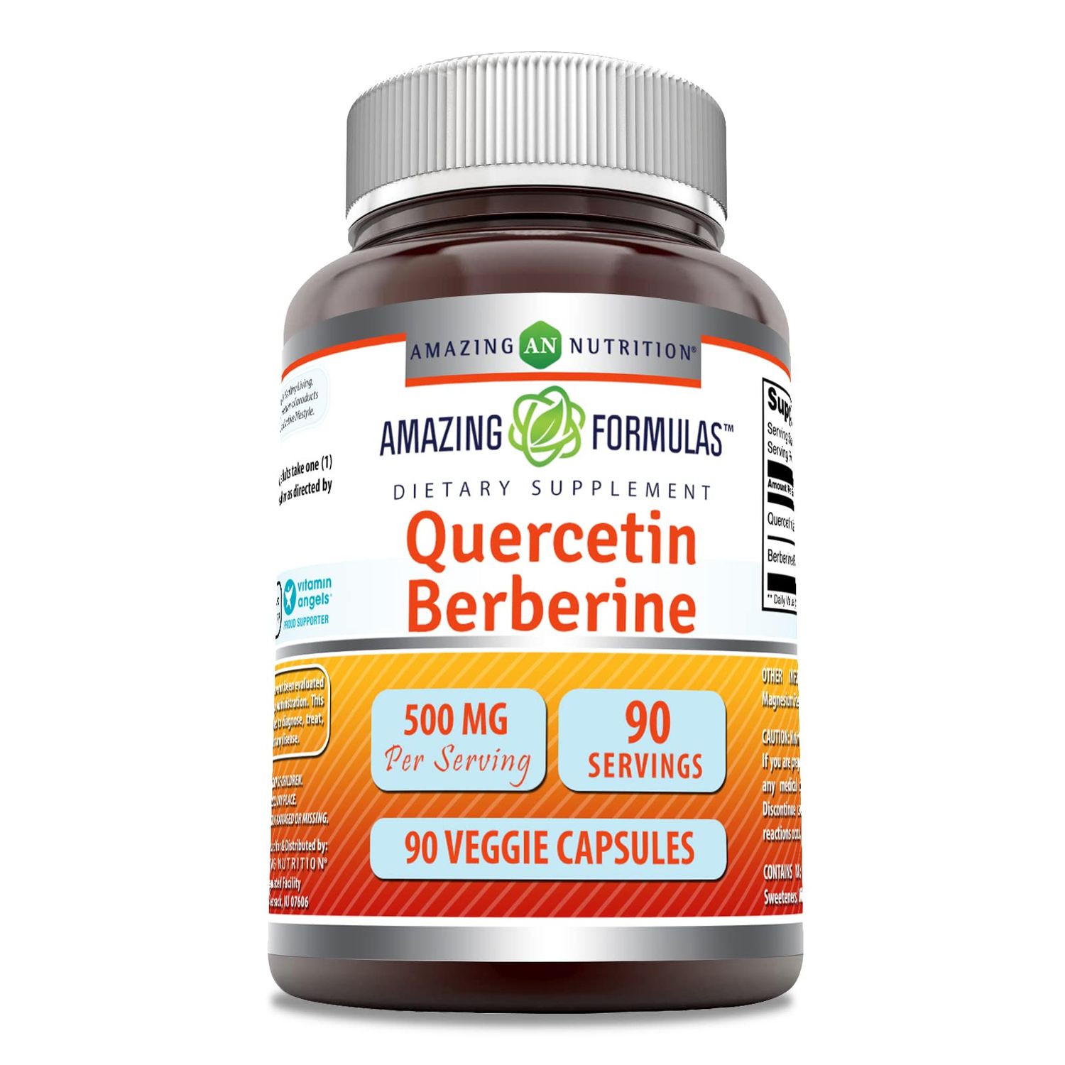 Amazing Formulas Quercetin Berberine - 250mg Berberine and 250mg Quercetin, 90 Veggie Capsules Supplement Non-GMO Gluten Free Made in USA Ideal for Vegetarians