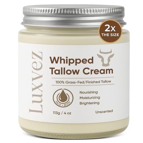 Beef Tallow for Skin:Whipped Tallow Face Moisturizer, Deep Hydration Nourishment for All Skin Types, Beef Tallow Face Moisturizer 4oz
