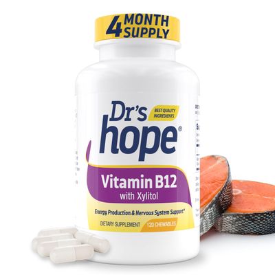 Dr s Hope Vitamin B12 1000 Mcg, B12 Vitamins 1000 Mcg Help to Increase Metabolism, Energy Production and Nervous System Support, 120 Chewable Tablets - 1 Tablet Per Serving, Non-GMO Gluten Free